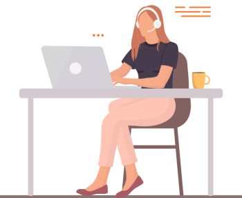 Illustration of a person working on a laptop